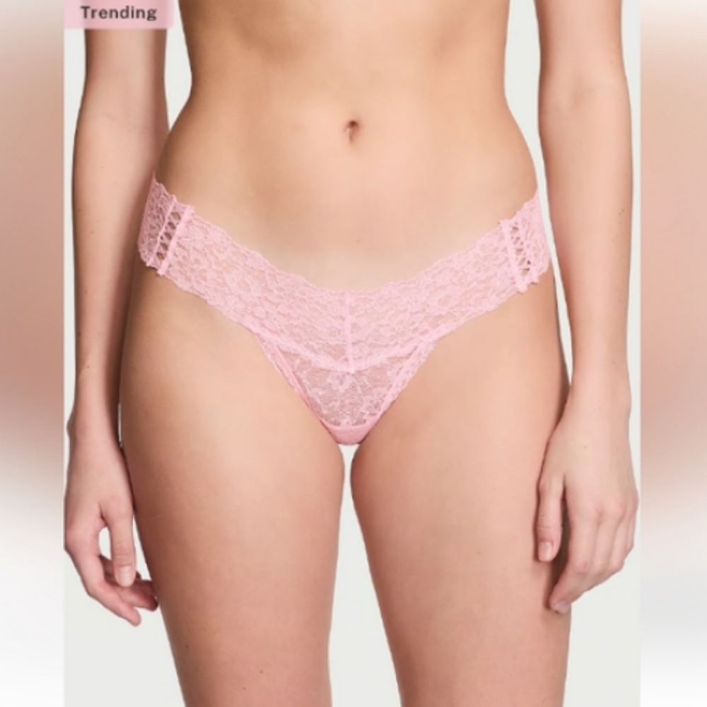 VS The Lacie Up Lace Thong Panty Pretty Blossom 🌸 NWT NIP